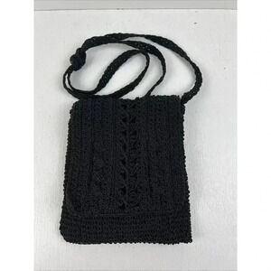 Handmade Aria Black Knitted Cross‎ Body Purse